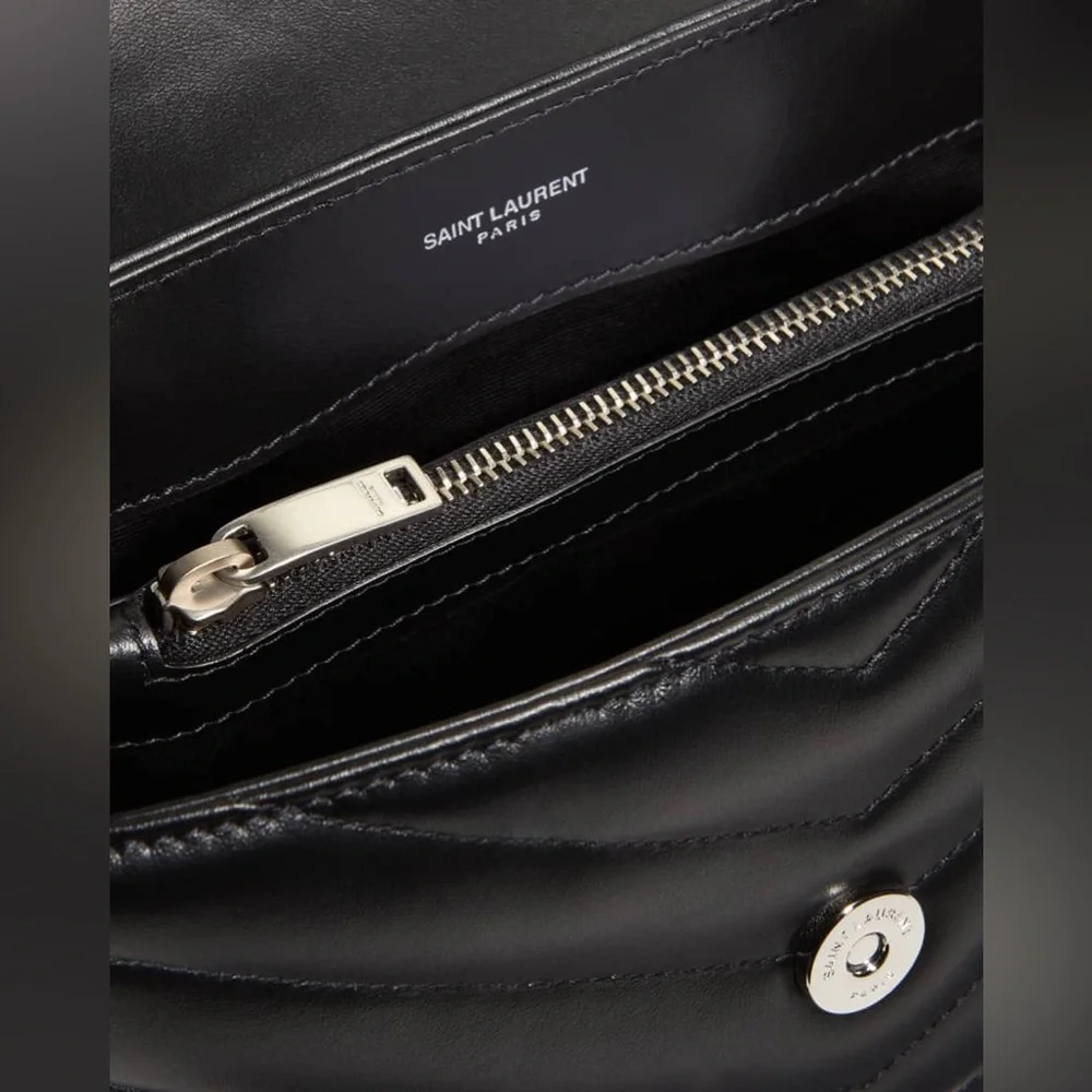 NWT YSL Loulou Small Matelasse Calfskin Flap Bag w/ Metal Straps - Picture 10 of 14